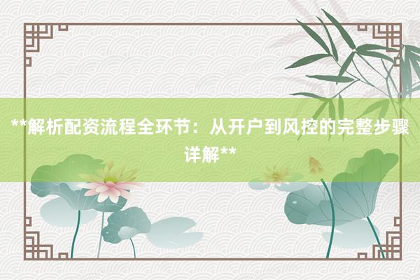 **解析配资流程全环节：从开户到风控的完整步骤详解**