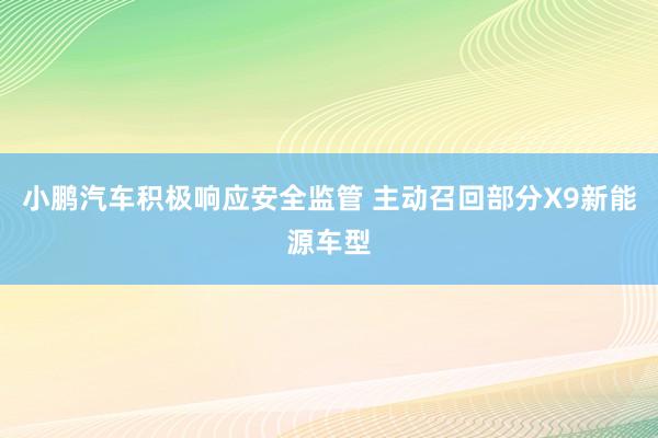 小鹏汽车积极响应安全监管 主动召回部分X9新能源车型