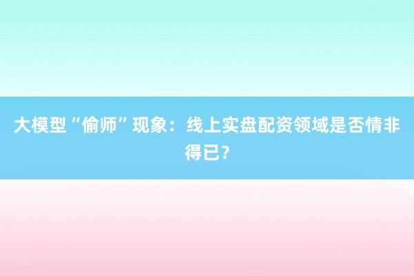大模型“偷师”现象：线上实盘配资领域是否情非得已？