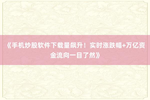 《手机炒股软件下载量飙升！实时涨跌幅+万亿资金流向一目了然》